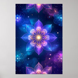 Etheral Glowing Lotus Cosmic Space Poster