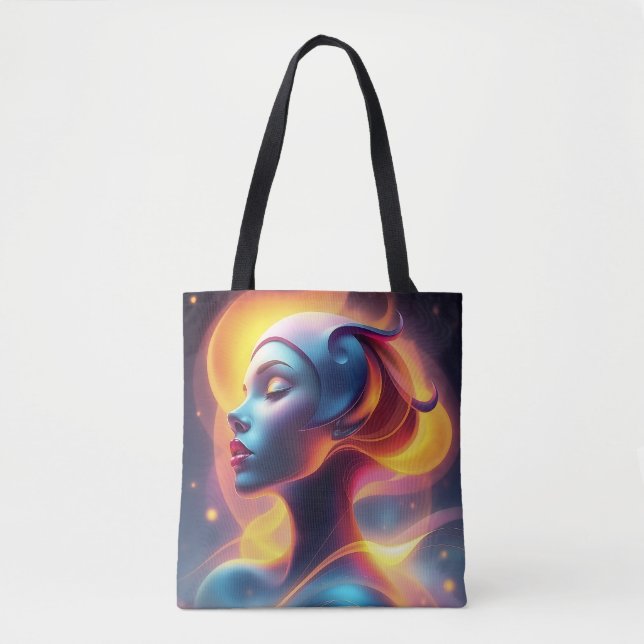 Etheral Glowing Woman Porträtt Tote Bag Tygkasse (Framsida)