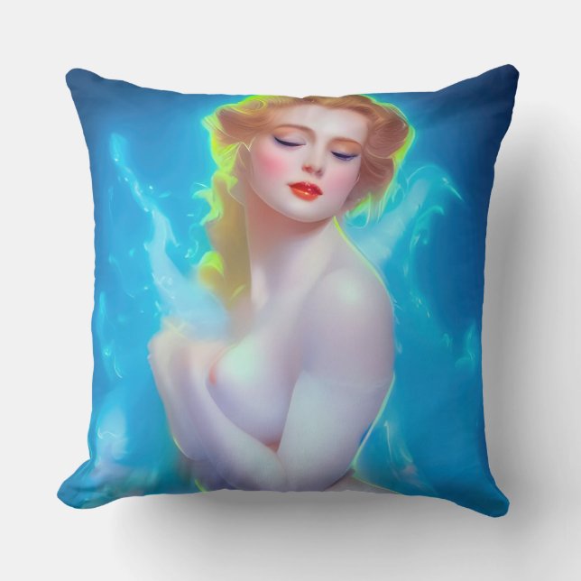 Etheral Goddess Porträtt - Surreal Fantasy Kudde (Framsida)