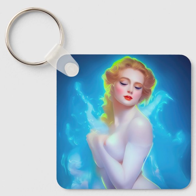 Etheral Goddess Porträtt - Surreal Fantasy Nyckelring (Framsida)