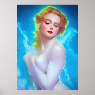 Etheral Goddess Porträtt - Surreal Fantasy Poster