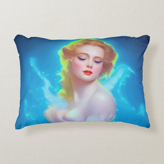 Etheral Goddess Porträtt - Surreal Fantasy Prydnadskudde (Framsidan)