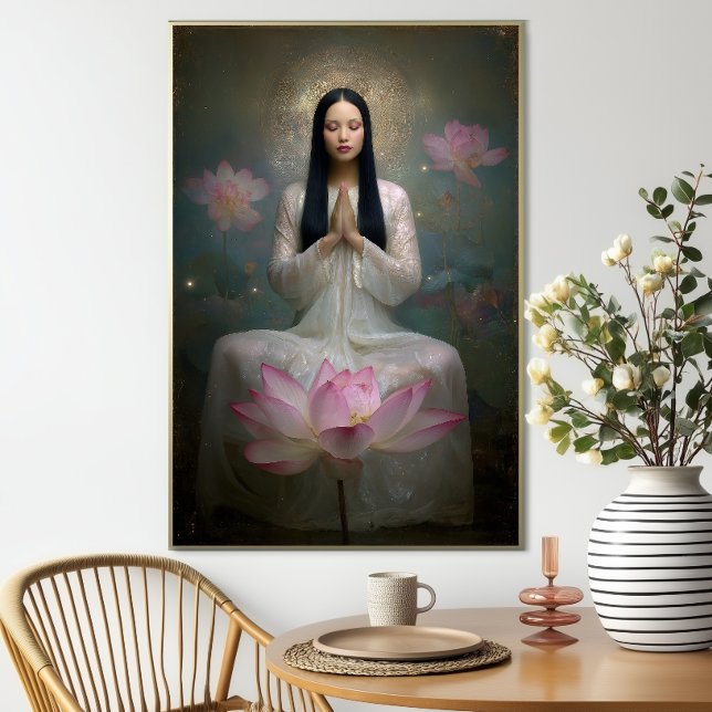 Etheral Goddess Quan Yin High Frequency Blommigt Poster (Skapare uppladdad)