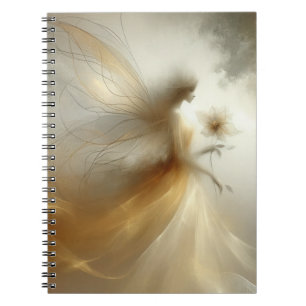 Etheral Golden Fairy with Wispy Vingar Anteckningsbok