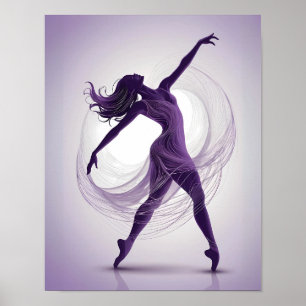 Etheral Grace Lila Ballet Dancer i Rörelse Poster