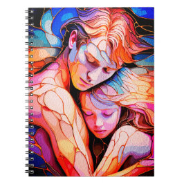 Etheral Guardian Embrace - Fantasy Stached Glass Anteckningsbok