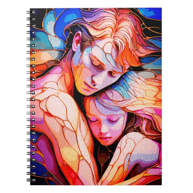 Etheral Guardian Embrace - Fantasy Stached Glass Anteckningsbok (Framsidan)