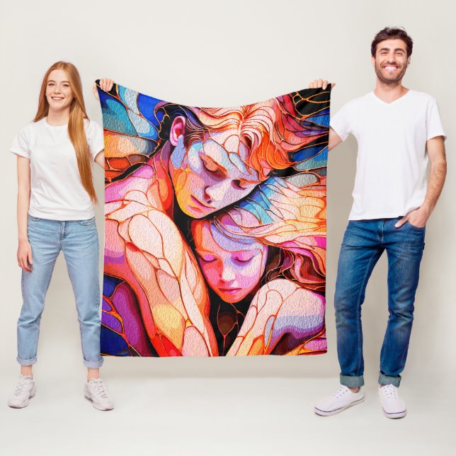 Etheral Guardian Embrace - Fantasy Stached Glass Fleecefilt (På plats)