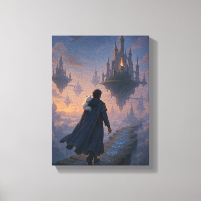 Etheral Himmel City Illustration Canvastryck (Framsida)