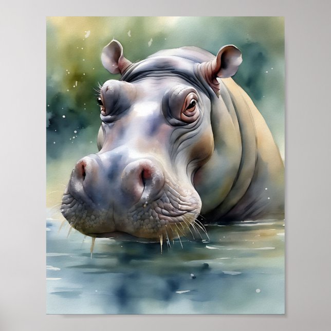 Etheral Hippo Watercolor Poster (Framsidan)