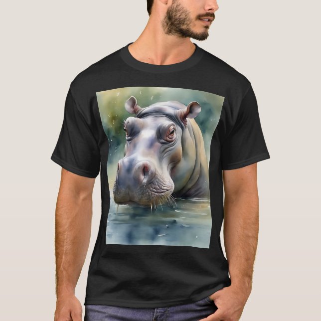 Etheral Hippo Watercolor T Shirt (Framsida)