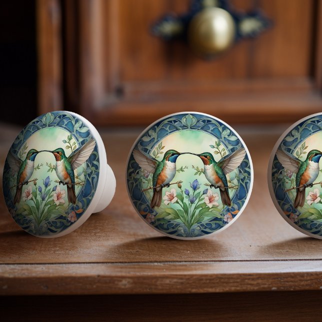 Etheral Hummingbird Dance Ceramic Knopp Drag (Skapare uppladdad)