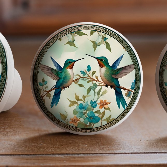 Etheral Hummingbird Dance Ceramic Knopp Drag (Skapare uppladdad)