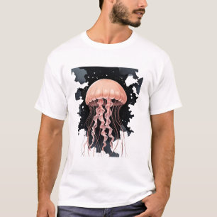 Etheral Jellyfish Drift - Art Tee on Blek Black