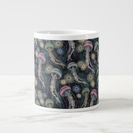 Etheral Jellyfish och Anemones in Teal and Rosa Jumbo Mugg