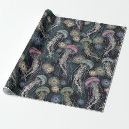 Etheral Jellyfish och Anemones in Teal and Rosa Presentpapper