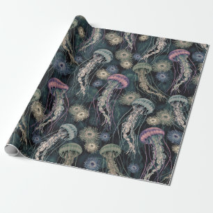 Etheral Jellyfish och Anemones in Teal and Rosa Presentpapper