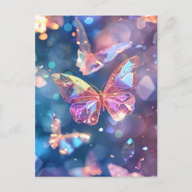 Etheral kristallin Butterflies Vykort (Framsida)