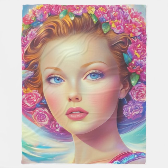 Etheral Krona Porträtt Fleecefilt (Framsidan)