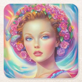 Etheral Krona Porträtt Underlägg Papper Kvadrat