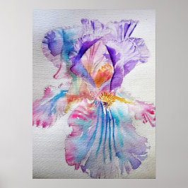 Etheral Lila Iris Blommigt Vattenfärg Poster