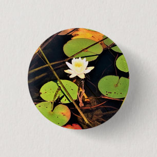 "Etheral Lily Pad Pond med Central White Blommar Knapp