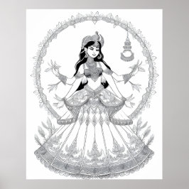 Etheral Lotus Queen Illustration Poster