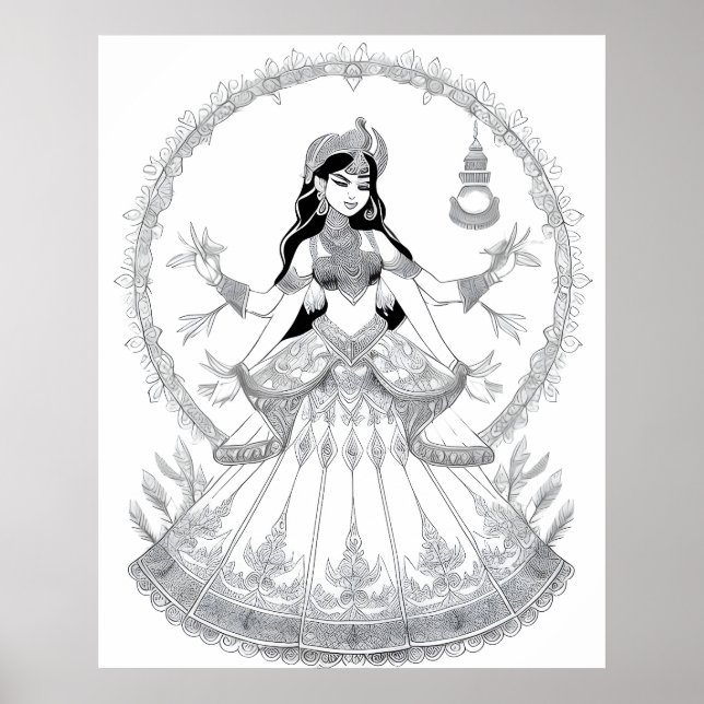 Etheral Lotus Queen Illustration Poster (Framsidan)