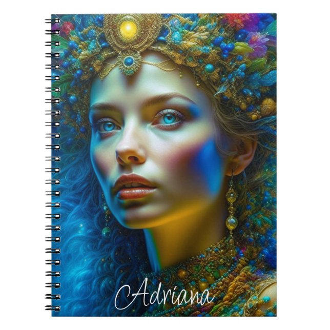 Etheral Magic Fantasy Art Bevackra Goddess Anteckningsbok (Framsidan)