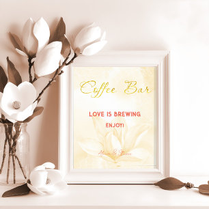Etheral Magnolia Flower, Bröllop Coffee Pub Poster