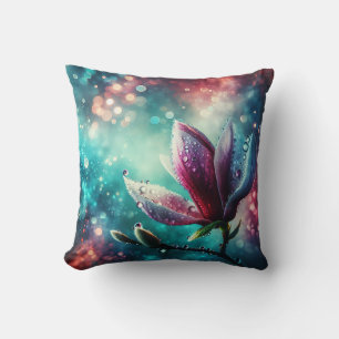 "Etheral Magnolia: Raindrops on Petals" Kudde