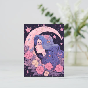 Etheral Måne Goddess Illustration Vykort