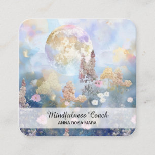*~* Etheral Måne Lavender Flowers QR Blommigt AP70 Fyrkantigt Visitkort