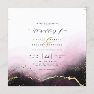 Etheral Mist Ombre Burgundy Luxury Square Bröllop Inbjudningar