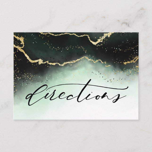 Etheral Mist Ombre Emerald Bröllop Directions Tilläggskort (Framsida)