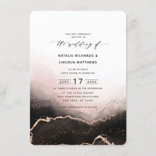 Etheral Mist Ombre  Rosa Foil Script Bröllop Inbjudningar