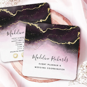 Etheral Mist Ombre Vin Burgundy Watercolor Moody Fyrkantigt Visitkort
