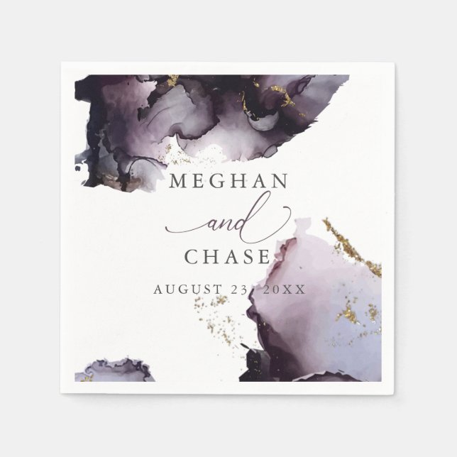 Etheral Modern Dusty Plum Vin Abstrakt Napkins Pappersservett (Framsidan)