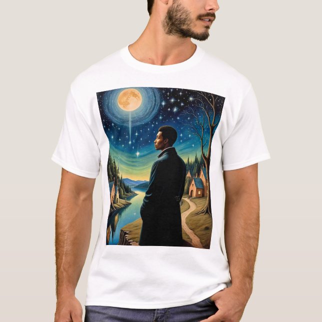 Etheral Moonlit Reflection Surreal Art T-Shirt (Framsida)
