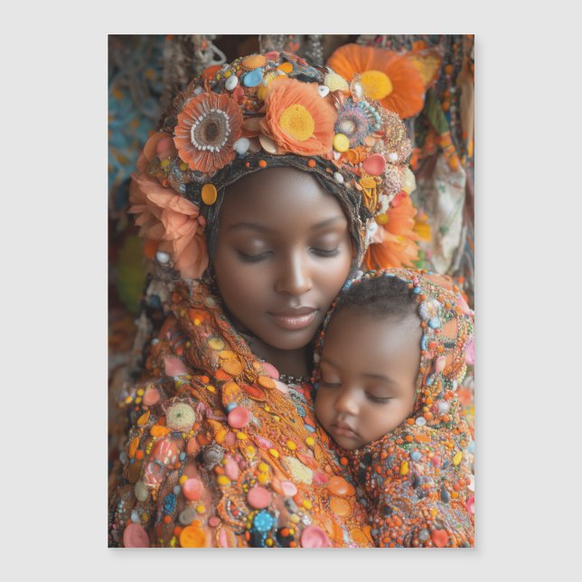 Etheral Mor Child Vibrant Traditional Attire Magnetisk Inbjudningskort (Framsida)