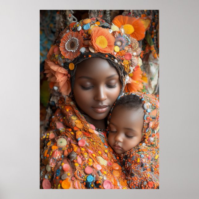 Etheral Mor Child Vibrant Traditional Attire Poster (Framsidan)