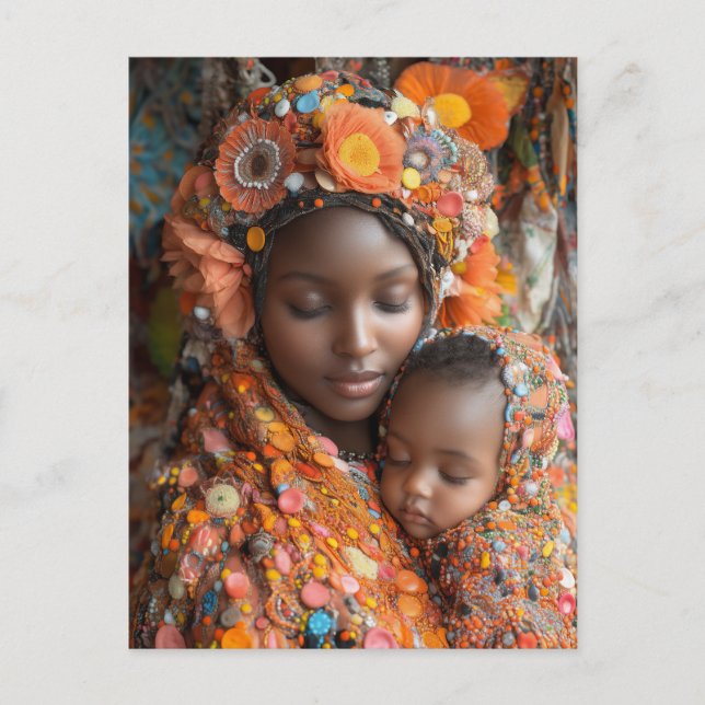 Etheral Mor Child Vibrant Traditional Attire Vykort (Framsida)