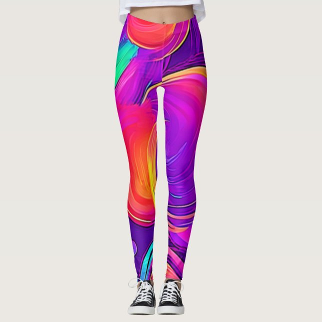 Etheral Neon: Abstrakt Dreams Leggings (Framsida)