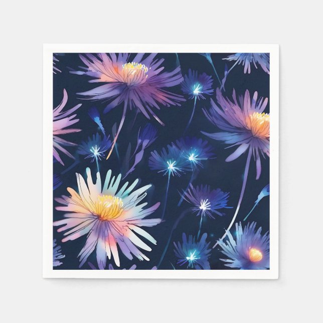 Etheral Night Bloom Bioluminescent Aster Pappersservett (Framsidan)