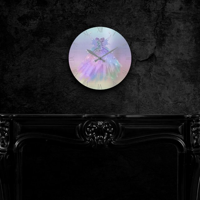 Etheral Pastel HoloGraph Fairy Vinge Gown Rund Klocka (Skapare uppladdad)