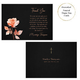 Etheral Peach Flower Catholical Funeral Tack Kort