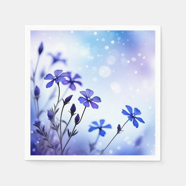 Etheral Periwinkle Blommigt Vattenfärg Pappersservett (Framsidan)