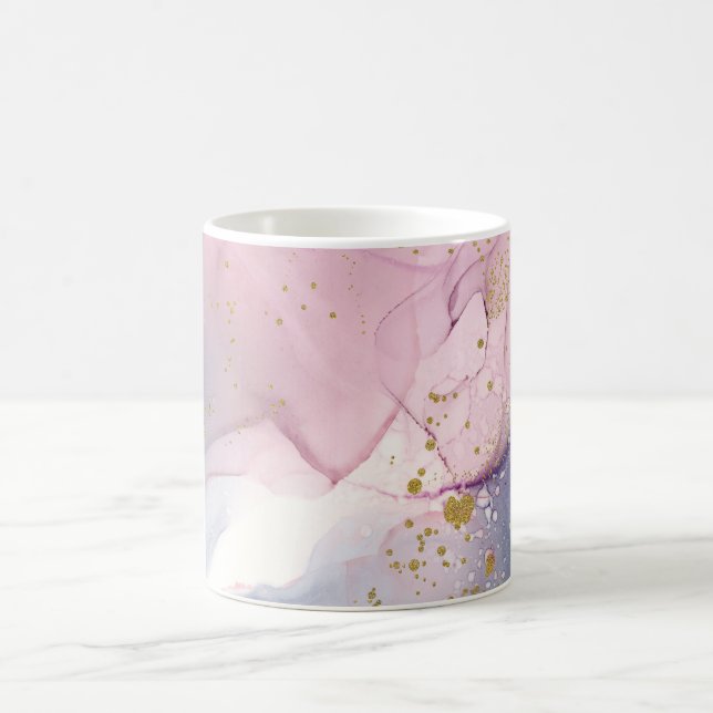 Etheral Periwinkle Rosa & Guld Inky Fantasy Glam Kaffemugg (Center)