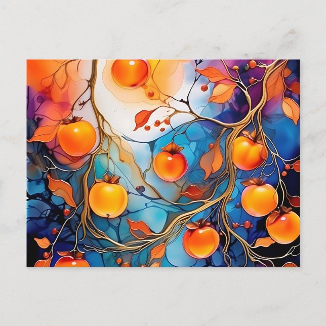 Etheral Persimmon Fruit Alcohol Bläck Vykort (Framsida)