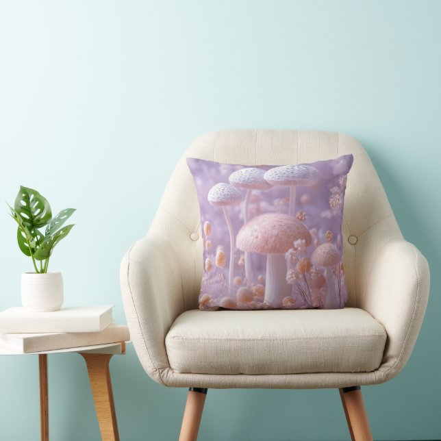 Etheral Plush Mushroom Garden,Soft Pastel Fantasy Kudde (Stol)